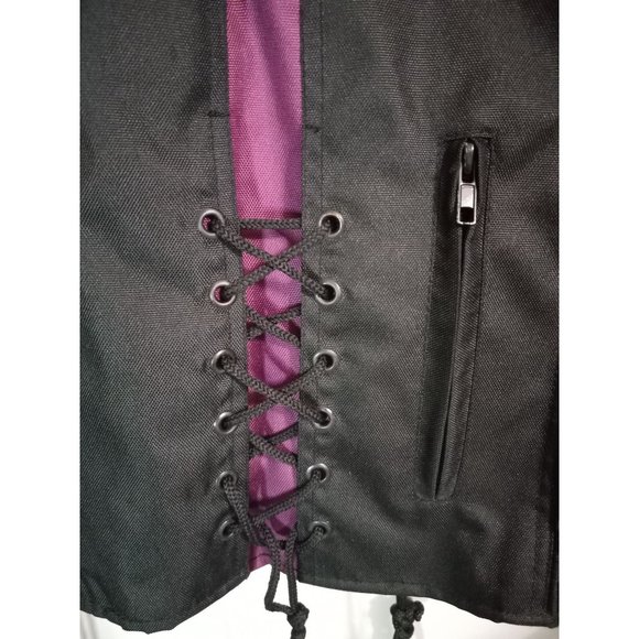 Vance Leather L Black Purple Butterfly Mesh Biker Riding Removable Lining Jacket - Picture 2 of 11